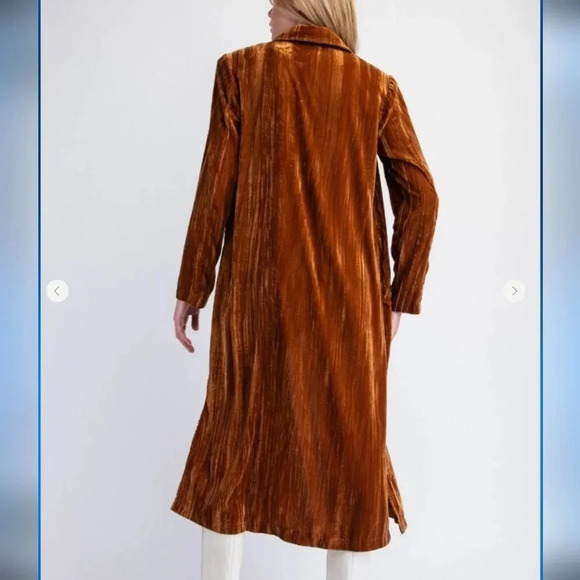 New Easel Camel Ice Velvet Maxi Coat - Picture 4 of 5